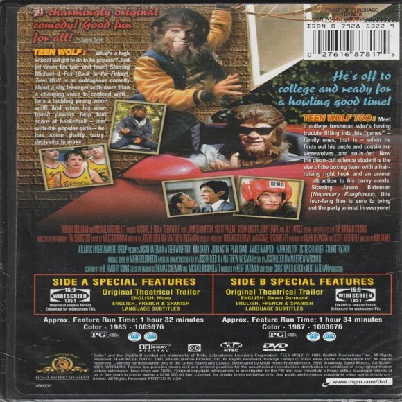 Teen Wolf Double Feature - DVD Video - Picture 2 of 2
